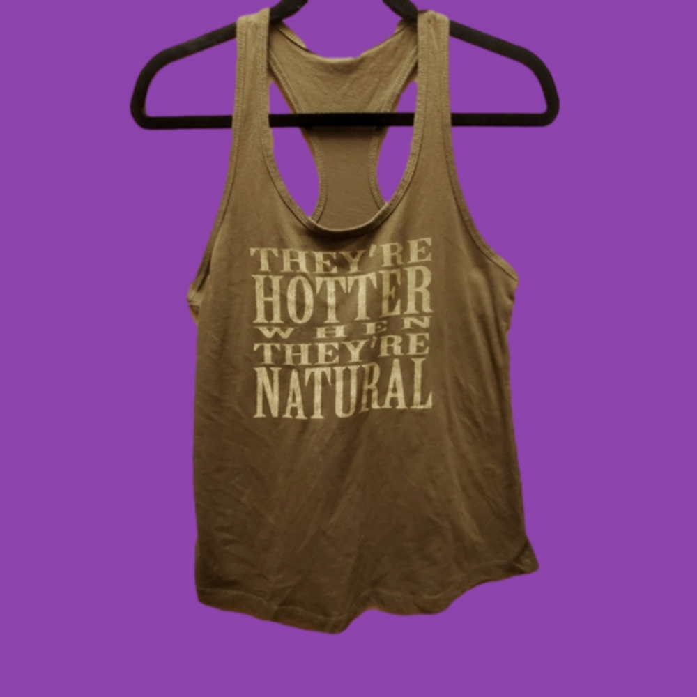 Ladies size M olive green racerbavk tank top Hotter when they are natural